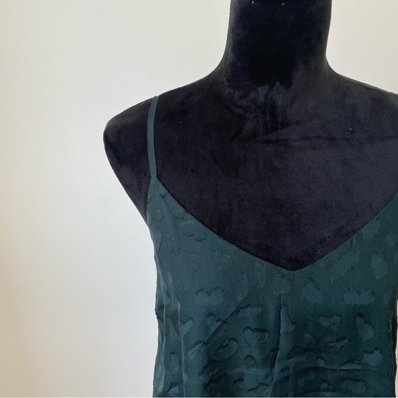 10 Crosby Derek Lam Forest Green Abstract Print Stretch Silk Spaghetti Stap Top - Picture 5 of 10